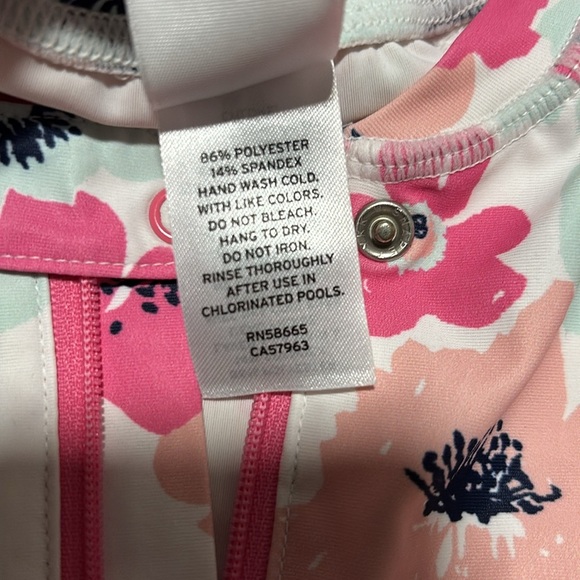 Tucker + Tate 24M Floral One Piece Multicolor Long Sleeve Swimwear - Picture 3 of 5